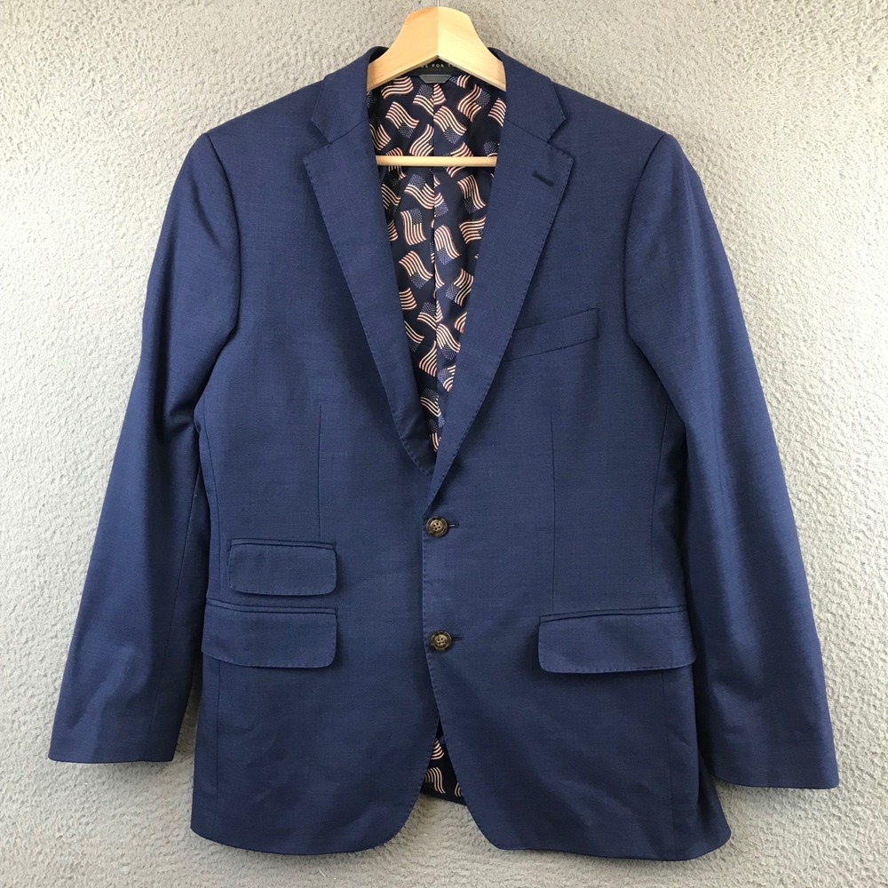 Indochino‎ Made-to-Measure Navy Wool Blend Luxury 2 Button Blazer Sz M